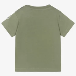 Moncler Enfant Tops*Baby Boys Khaki Green Cotton T-Shirt