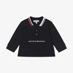 Emporio Armani Tops*Baby Boys Navy Blue Cotton Polo Shirt