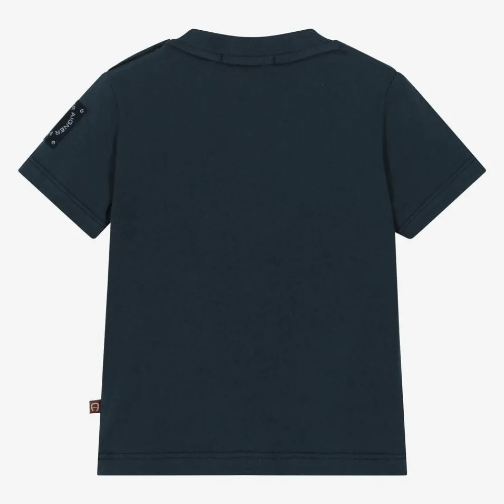 AIGNER Tops|Tops*Baby Boys Navy Blue Cotton T-Shirt