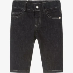 Moncler Enfant Trousers*Baby Boys Navy Blue Embroidered Denim Jeans