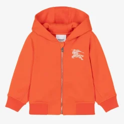 Burberry Tops*Baby Boys Orange Cotton Zip-Up Hoodie