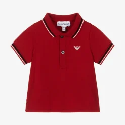Emporio Armani Tops*Baby Boys Red Cotton Polo Shirt