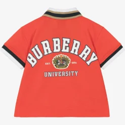 Burberry Tops*Baby Boys Red Cotton Varsity Polo Shirt