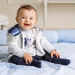 Sofija Tracksuits|Tracksuits*Baby Boys White & Blue Cotton Tracksuit Set