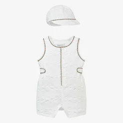 Burberry Gifts|Babysuits*Baby Boys White Cotton Babysuit Set