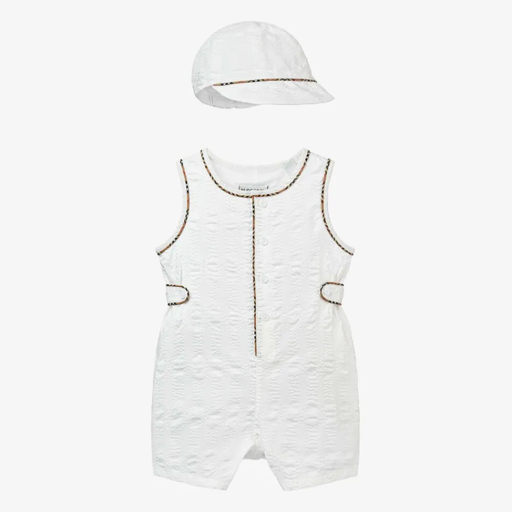 Burberry Gifts|Babysuits*Baby Boys White Cotton Babysuit Set