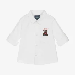 Guess Tops*Baby Boys White Cotton Bear Shirt
