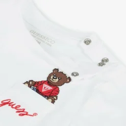 Guess Tops*Baby Boys White Cotton Bear T-Shirt