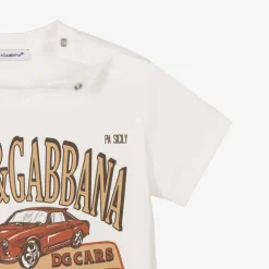 Dolce amp; Gabbana Tops*Baby Boys White Cotton Classic Car T-Shirt