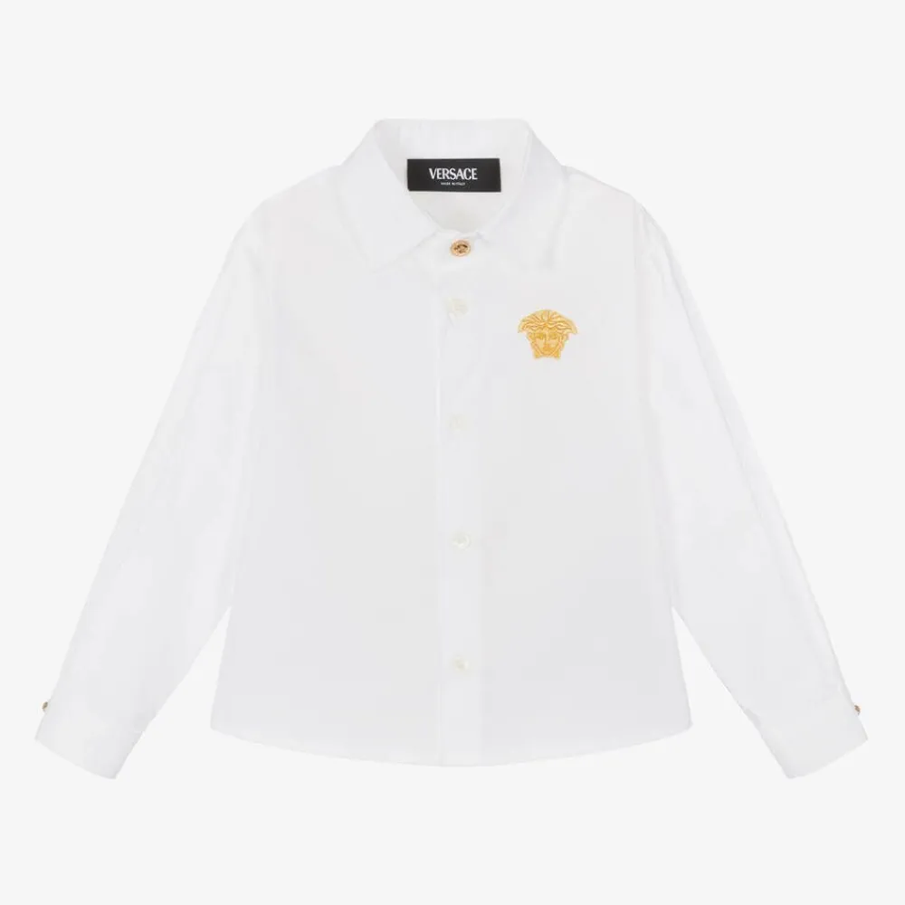 Versace Tops*Baby Boys White Cotton Medusa Shirt