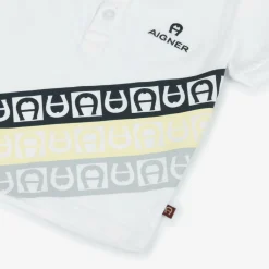 AIGNER Tops*Baby Boys White Cotton Polo Shirt
