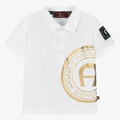 AIGNER Tops*Baby Boys White Cotton Polo Shirt