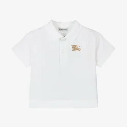 Burberry Tops*Baby Boys White Cotton Polo Shirt