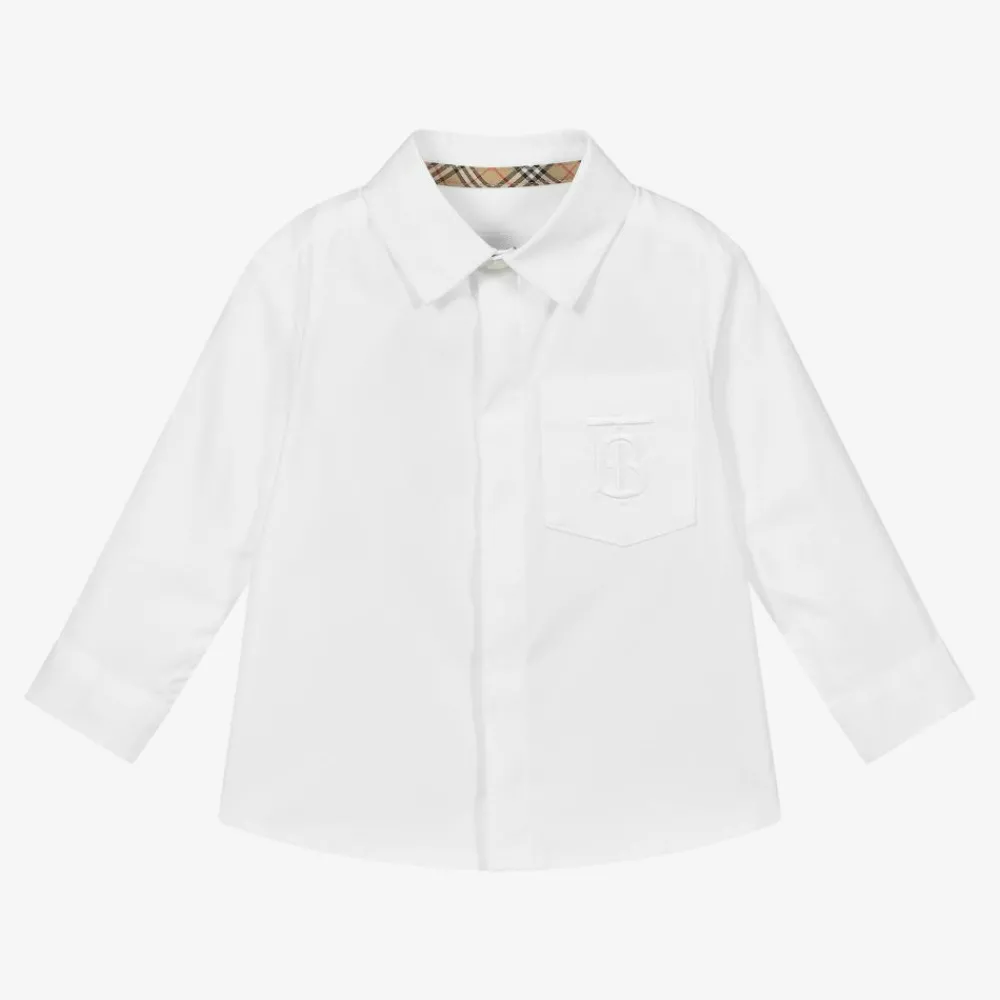 Burberry Tops*Baby Boys White Cotton Shirt