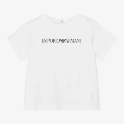 Emporio Armani Tops*Baby Boys White Cotton T-Shirt
