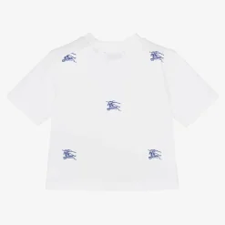 Burberry Tops*Baby Boys White EKD Cotton T-Shirt
