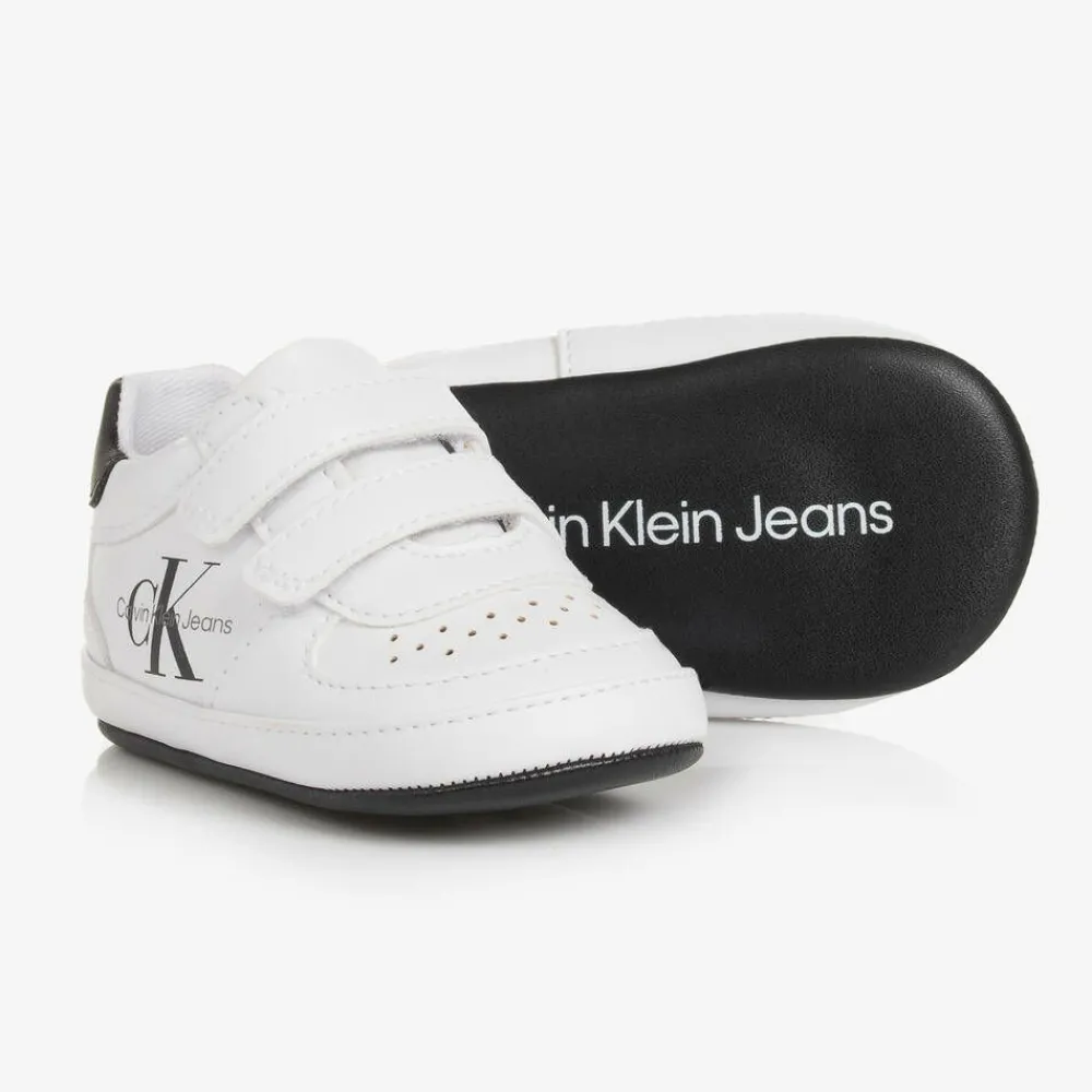 Calvin Klein Pre Walkers|Pre Walkers*Baby Boys White Leather Pre-Walkers