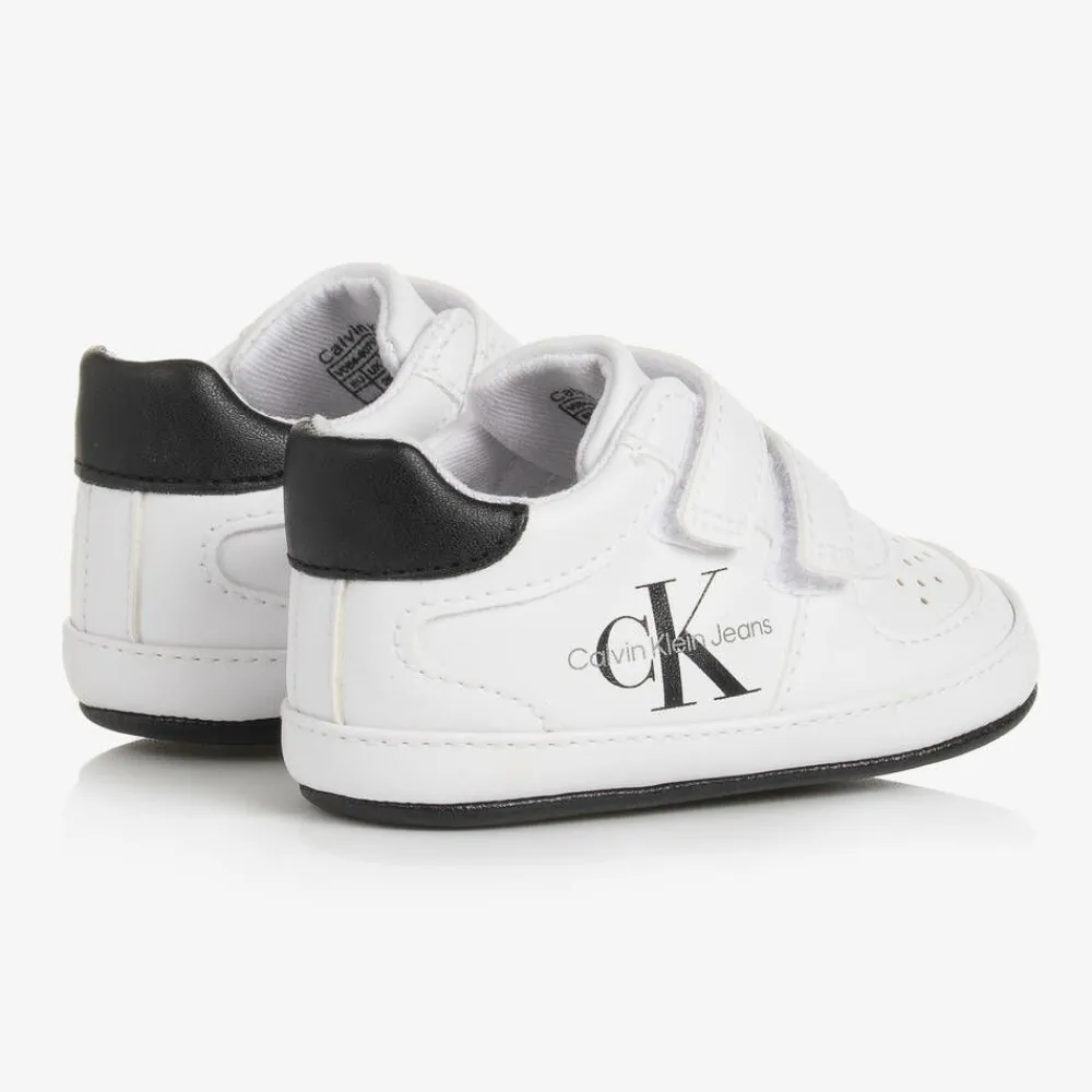Calvin Klein Pre Walkers|Pre Walkers*Baby Boys White Leather Pre-Walkers