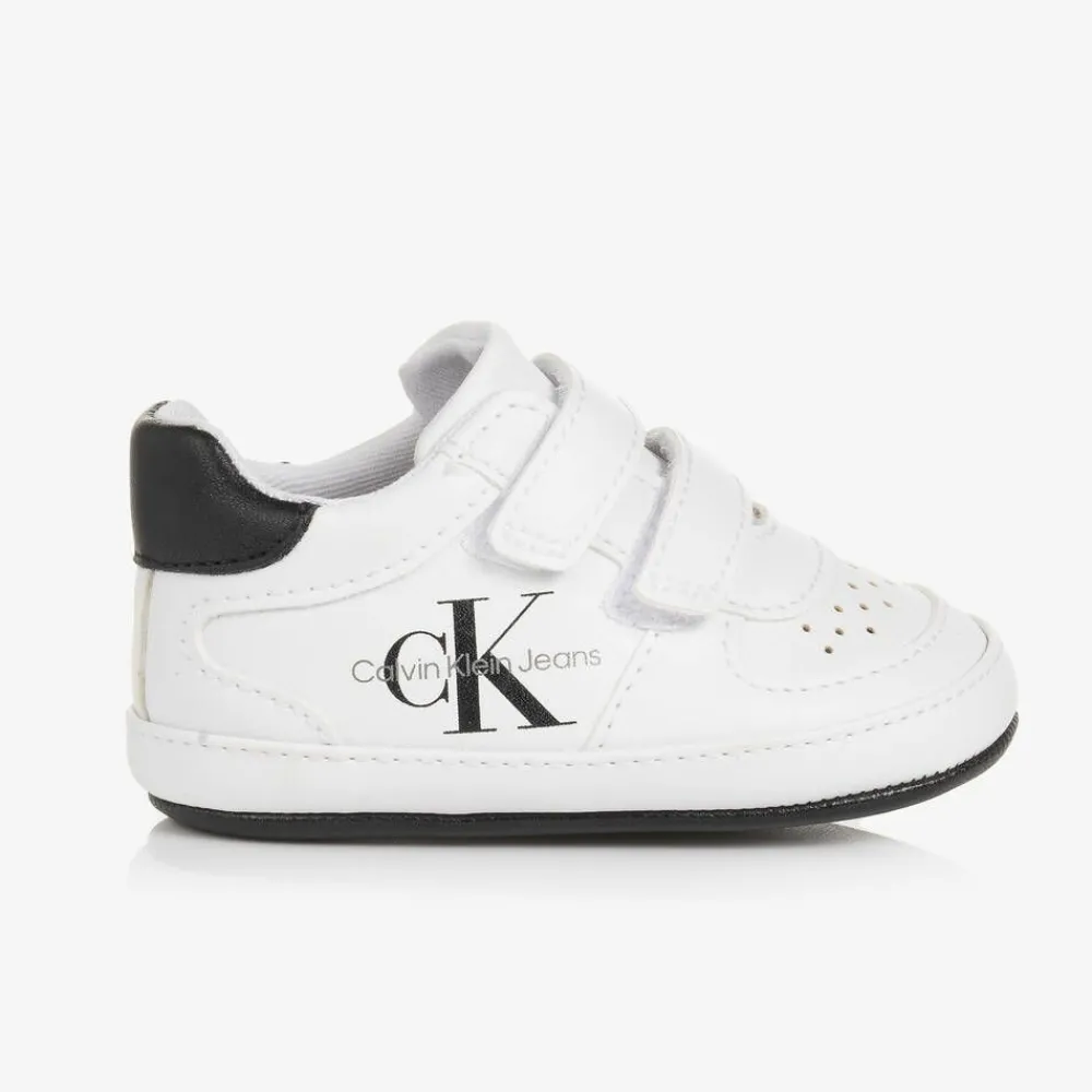 Calvin Klein Pre Walkers|Pre Walkers*Baby Boys White Leather Pre-Walkers