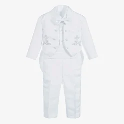 Beau KiD Outfit Sets*Baby Boys White Satin Trouser Set
