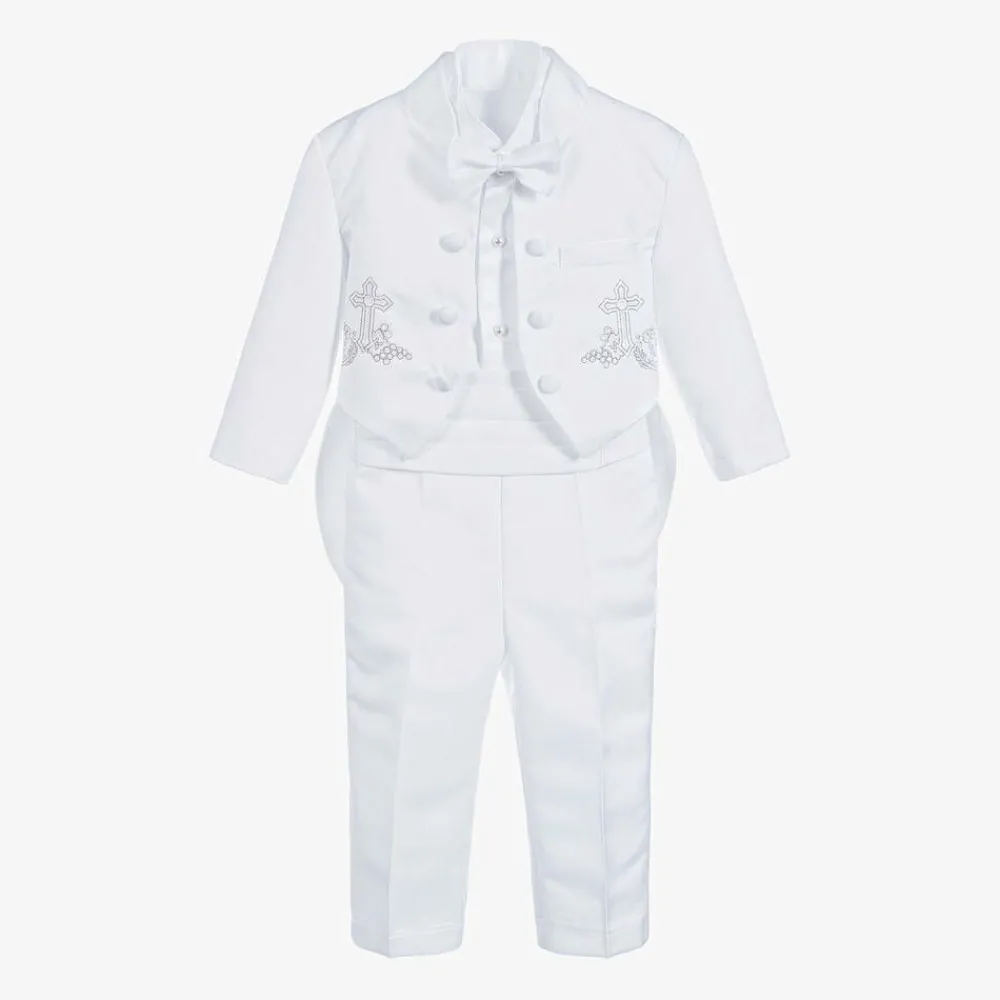 Beau KiD Outfit Sets*Baby Boys White Satin Trouser Set