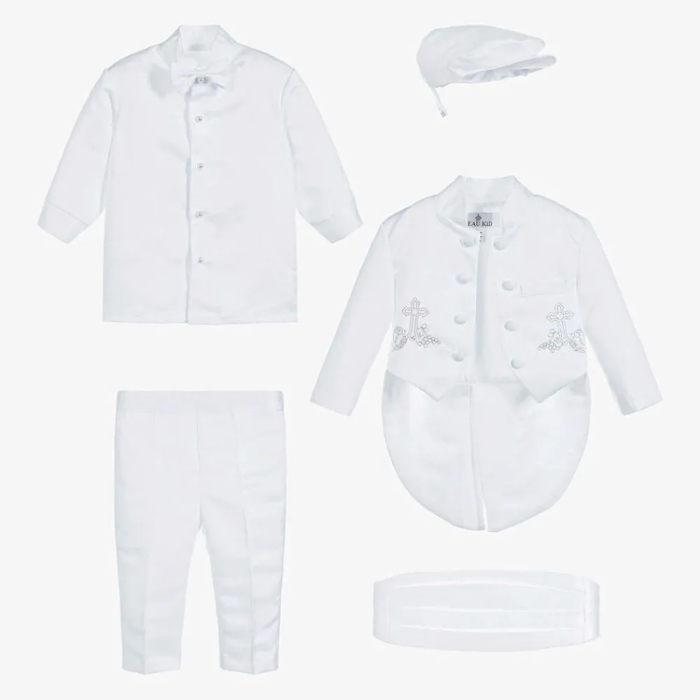 Beau KiD Outfit Sets*Baby Boys White Satin Trouser Set