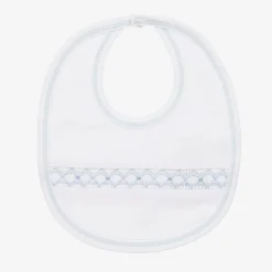 Kissy Kissy Feeding Accessories*Baby Boys White Smocked Pima Cotton Bib