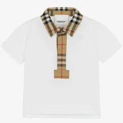 Burberry Tops*Baby Boys White Vintage Check Polo Shirt