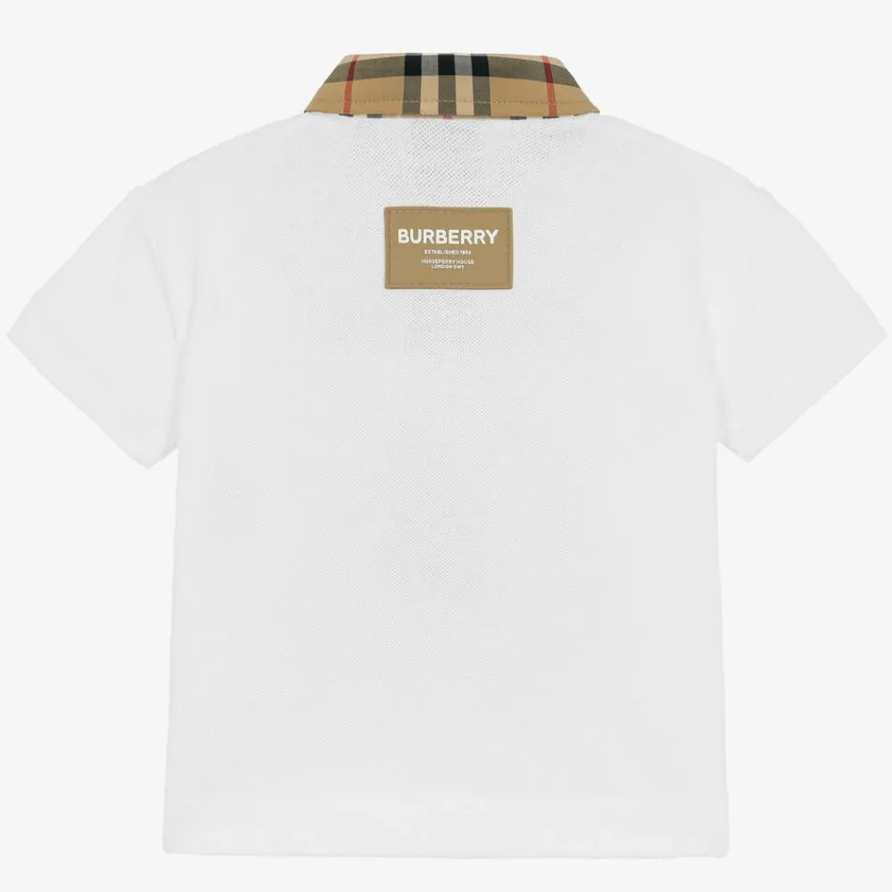 Burberry Tops*Baby Boys White Vintage Check Polo Shirt