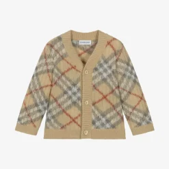 Burberry Tops*Baby Girls Beige Alpaca & Silk Cardigan PaleStoneCheck