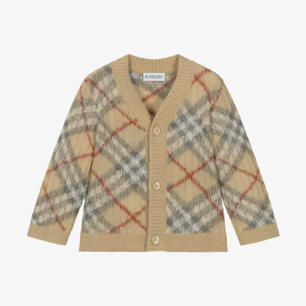 Burberry Tops*Baby Girls Beige Alpaca & Silk Cardigan PaleStoneCheck