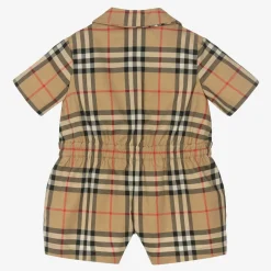 Burberry Shorts*Baby Girls Beige Check Cotton Playsuit