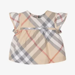 Burberry Tops*Baby Girls Beige Check Cotton Blouse
