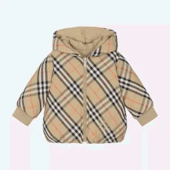 Burberry Coats & Jackets*Baby Girls Beige Check Reversible Down Jacket