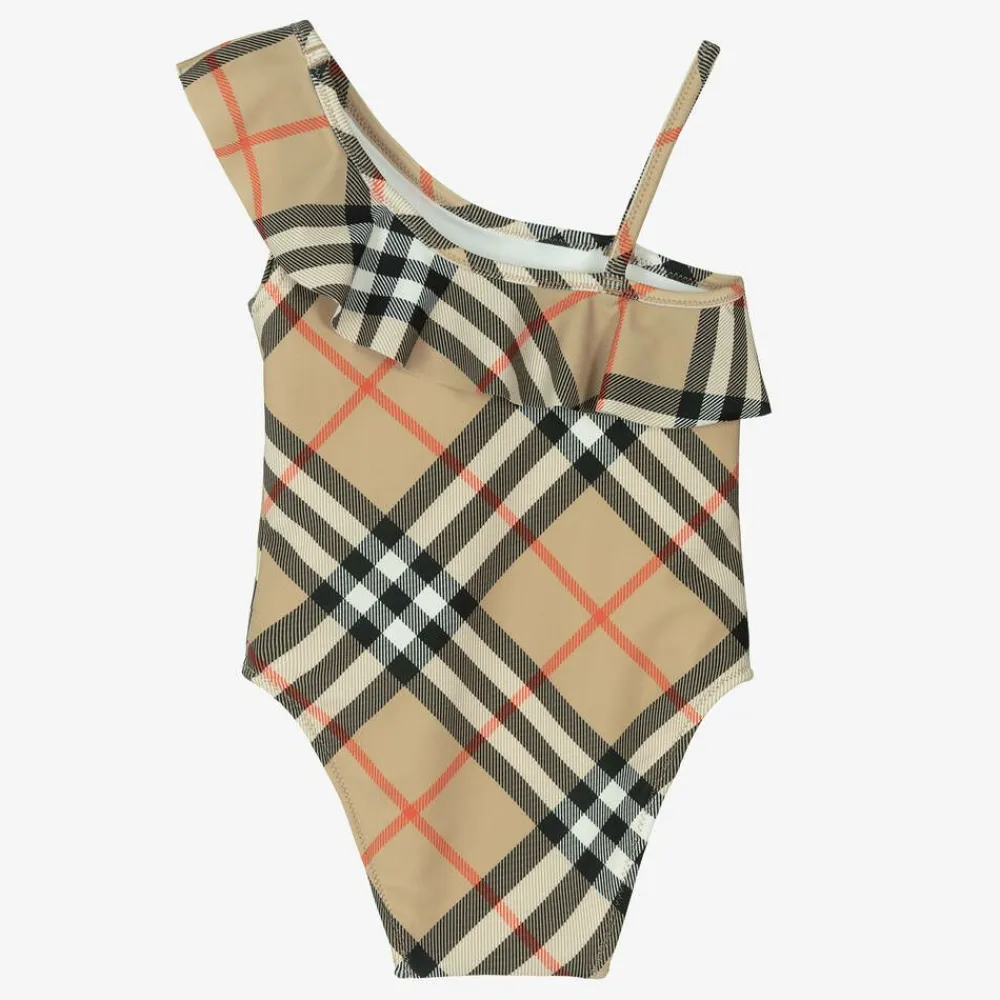 Burberry Swimwear*Baby Girls Beige Check Swimsuit
