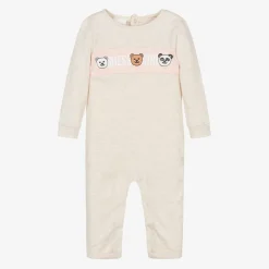 Guess Babysuits*Baby Girls Beige Cotton Bear Romper