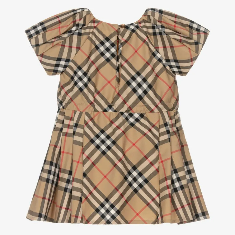 Burberry Dresses*Baby Girls Beige Cotton Check Bow Dress