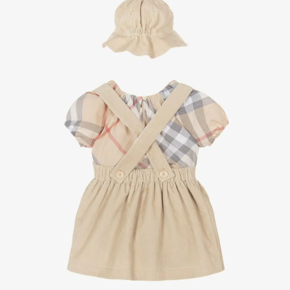 Burberry Gifts*Baby Girls Beige Cotton Skirt Set PaleStone