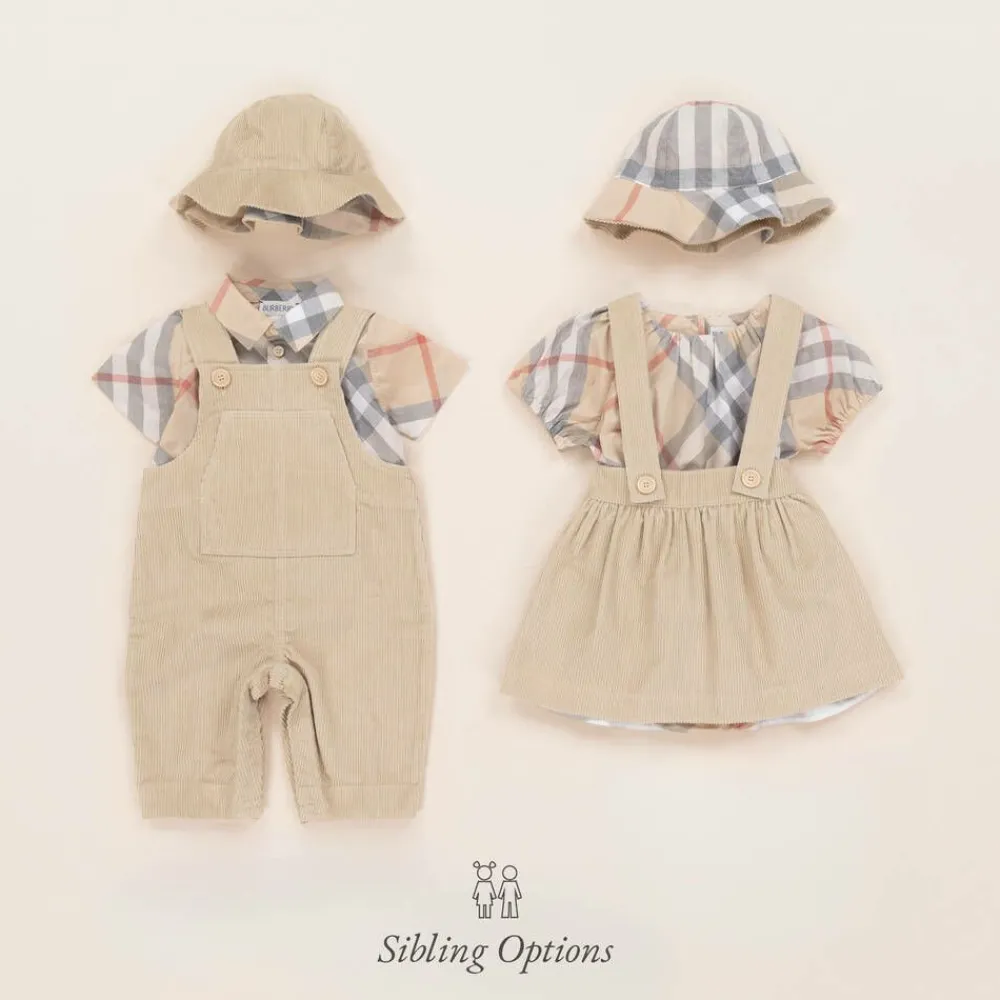 Burberry Gifts*Baby Girls Beige Cotton Skirt Set PaleStone