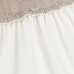 Mayoral Newborn Dresses*Baby Girls Beige Knit & Organza Dress
