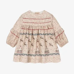 Miranda Dresses|Dresses*Baby Girls Beige Star Print Dress