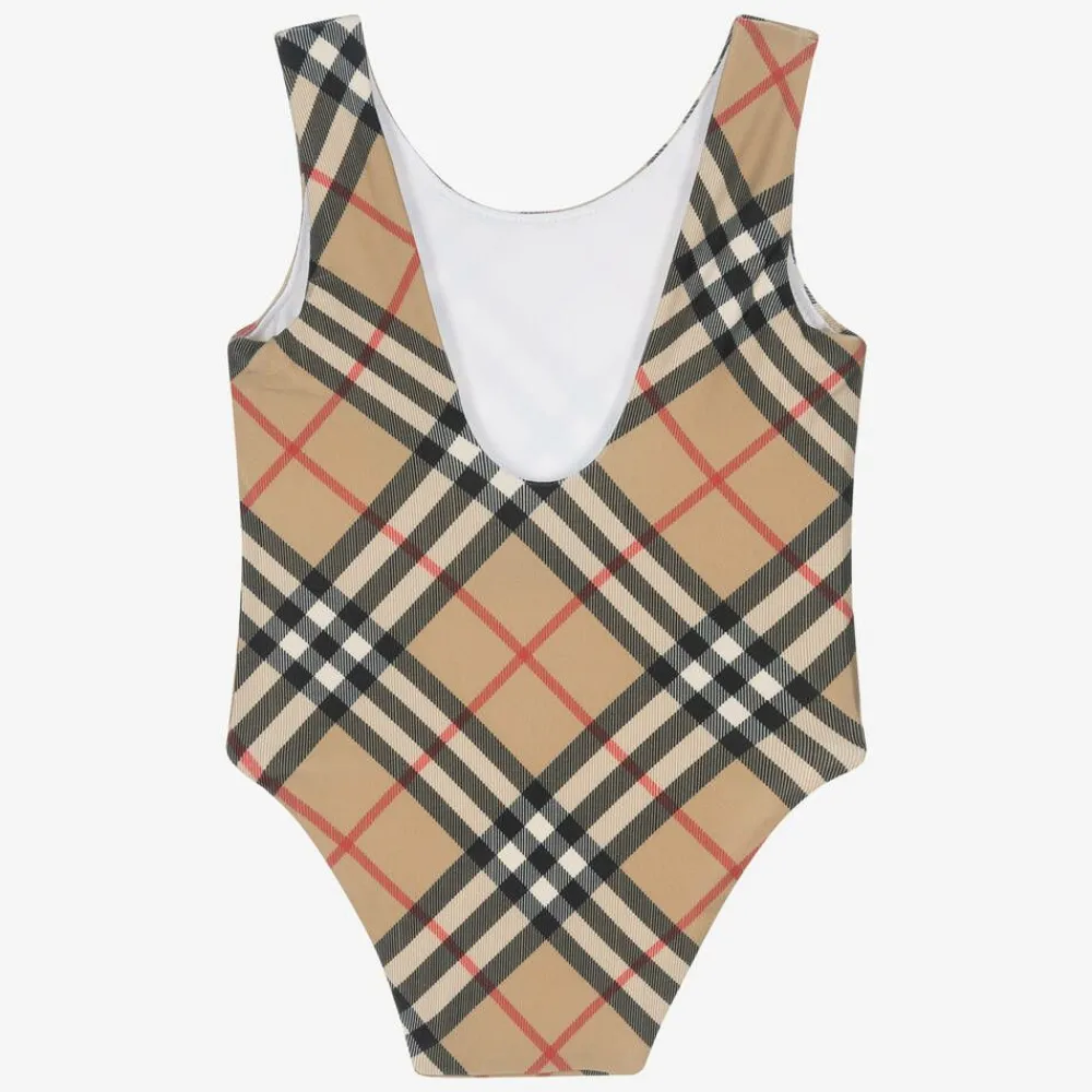 Burberry Swimwear*Baby Girls Beige Vintage Check Swimsuit