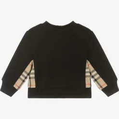 Burberry Tops*Baby Girls Black Cotton Check Sweatshirt
