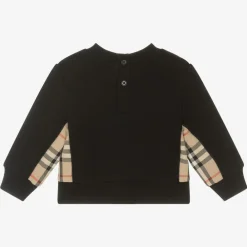 Burberry Tops*Baby Girls Black Cotton Check Sweatshirt