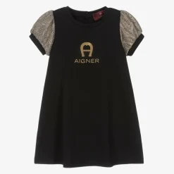 AIGNER Dresses*Baby Girls Black Cotton Dress