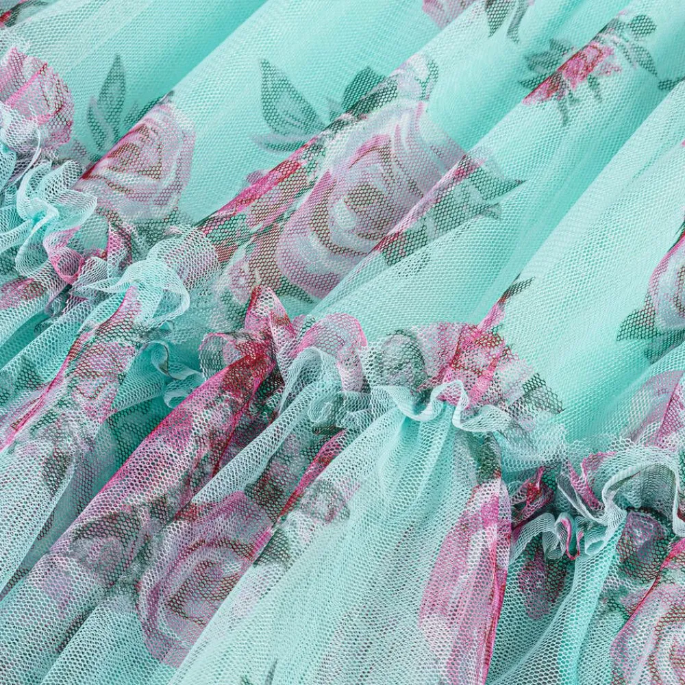 Angels Face Dresses*Baby Girls Blue Floral Dress Aqua