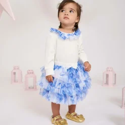 Angels Face Skirts*Baby Girls Blue Floral Tulle Skirt BlueFlowerSnowdrop