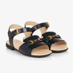 Gucci Sandals*Baby Girls Blue Leather Horsebit Sandals