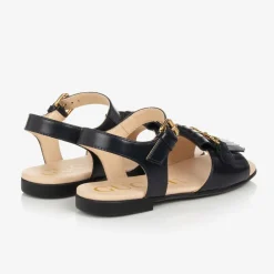 Gucci Sandals*Baby Girls Blue Leather Horsebit Sandals