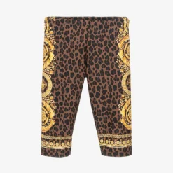 Versace Leggings|Leggings*Baby Girls Brown Wild Barocco Leggings